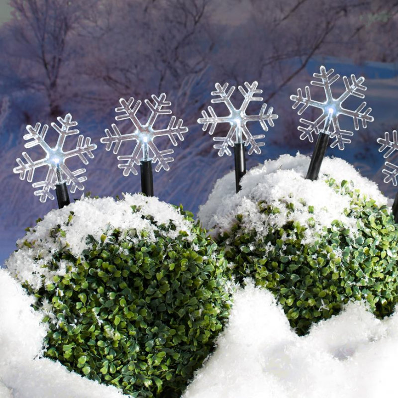 Vianočná reťaz Frozen SnowFlake, 5 LED studená biela, 3xAA, IP44, exteriér, 1,40 m