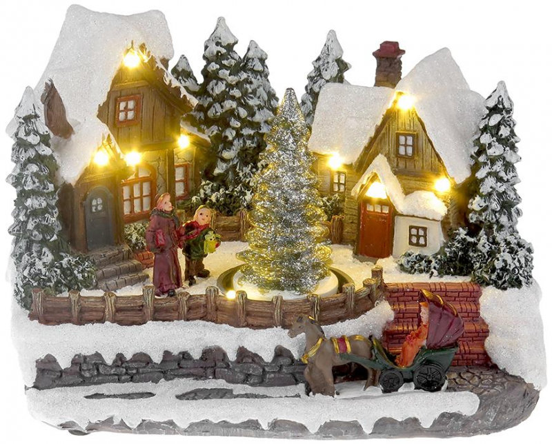 Dekorácia MagicHome Vianoce, Vianočná dedina, LED, 3xAA, interiér