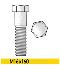 Skrutka 6-hranná M16x160 s driekom