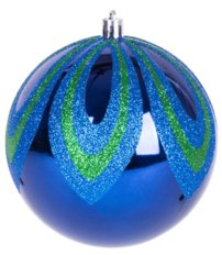 Vianočné gule modré, plast, 10 cm, 4 ks