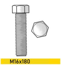 Skrutka 6-hranná M16x180 s driekom